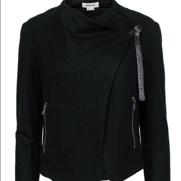 Helmet Lang Black Wool Draped Jacket W/ Buckle Design EUC - Picture 1 of 5